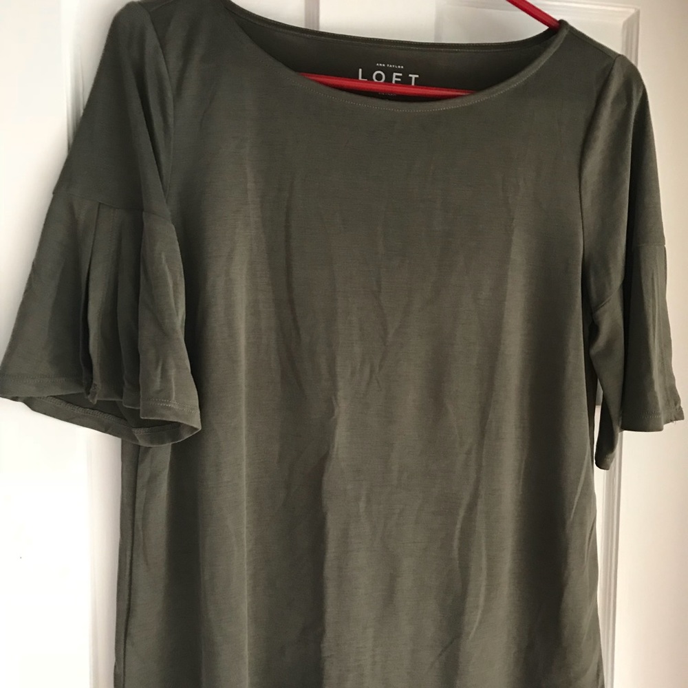 LOFT Army Green Slit Sleeve Tee